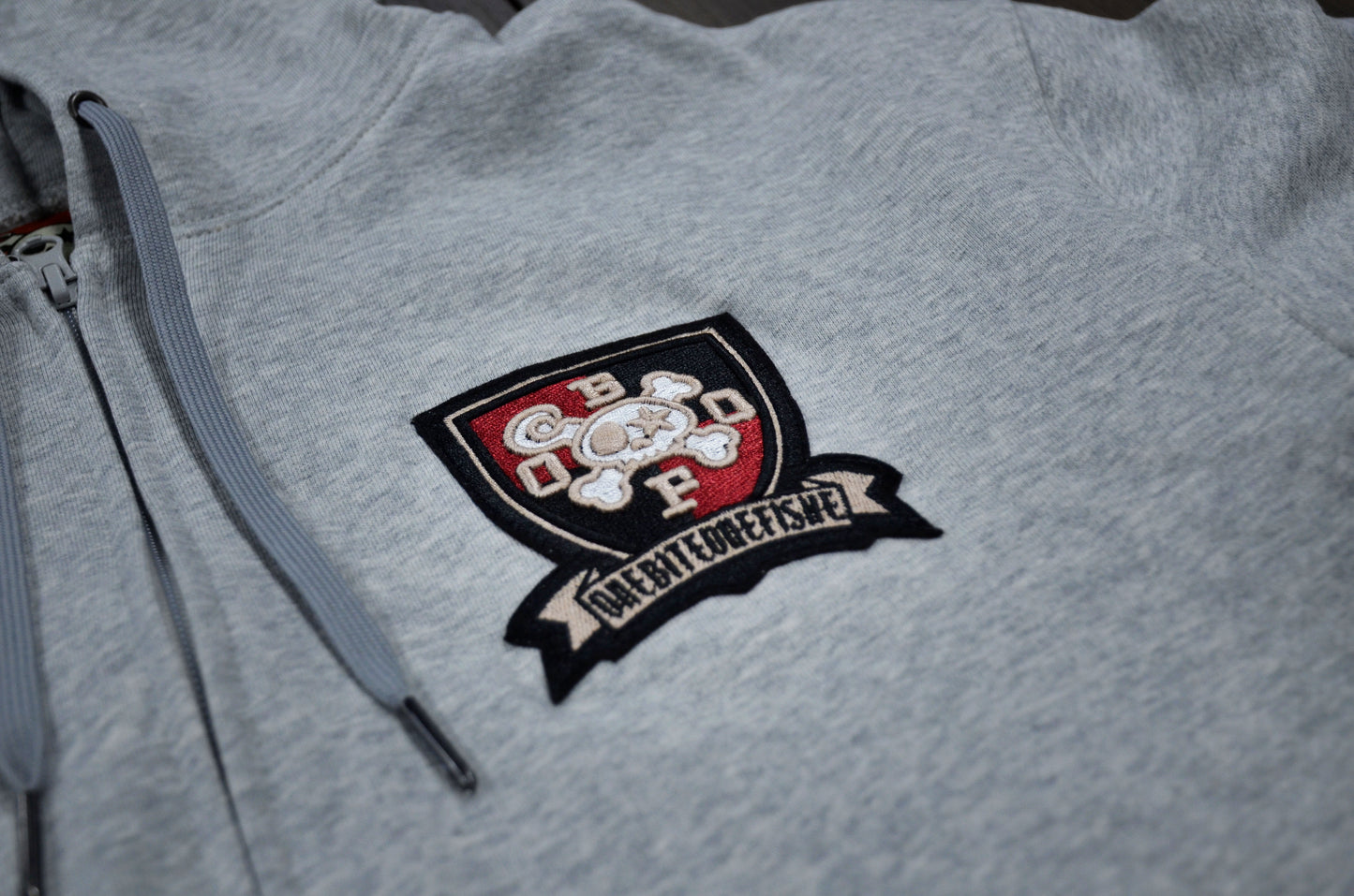 College Emblem Zip Up Hoodie